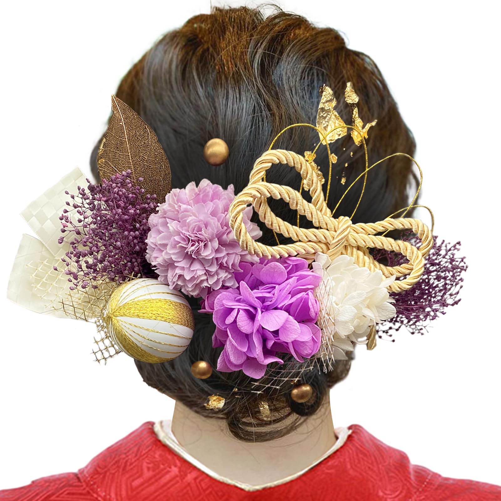 

Барамоли Украшение для волос для и с использованием сохраненных сухих искусственных мизухики скелет плетеное японское и золото Идеально для и других традиционных фиолетовый