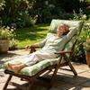 Garden Chair Pad with High Back Headrest, Tufted Outdoor Form and Seat Anchors 125 x 55 cm for Porch Use Daily
