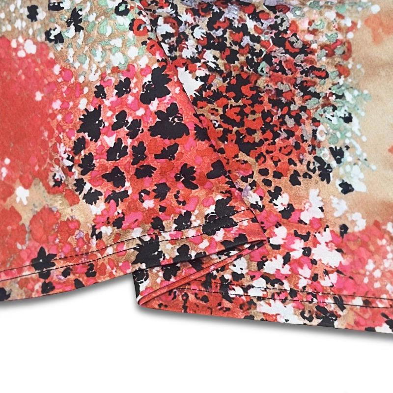 Women's Floral Print Dress Spring/Summer V-neck Short-sleeved Paraded Long Dress