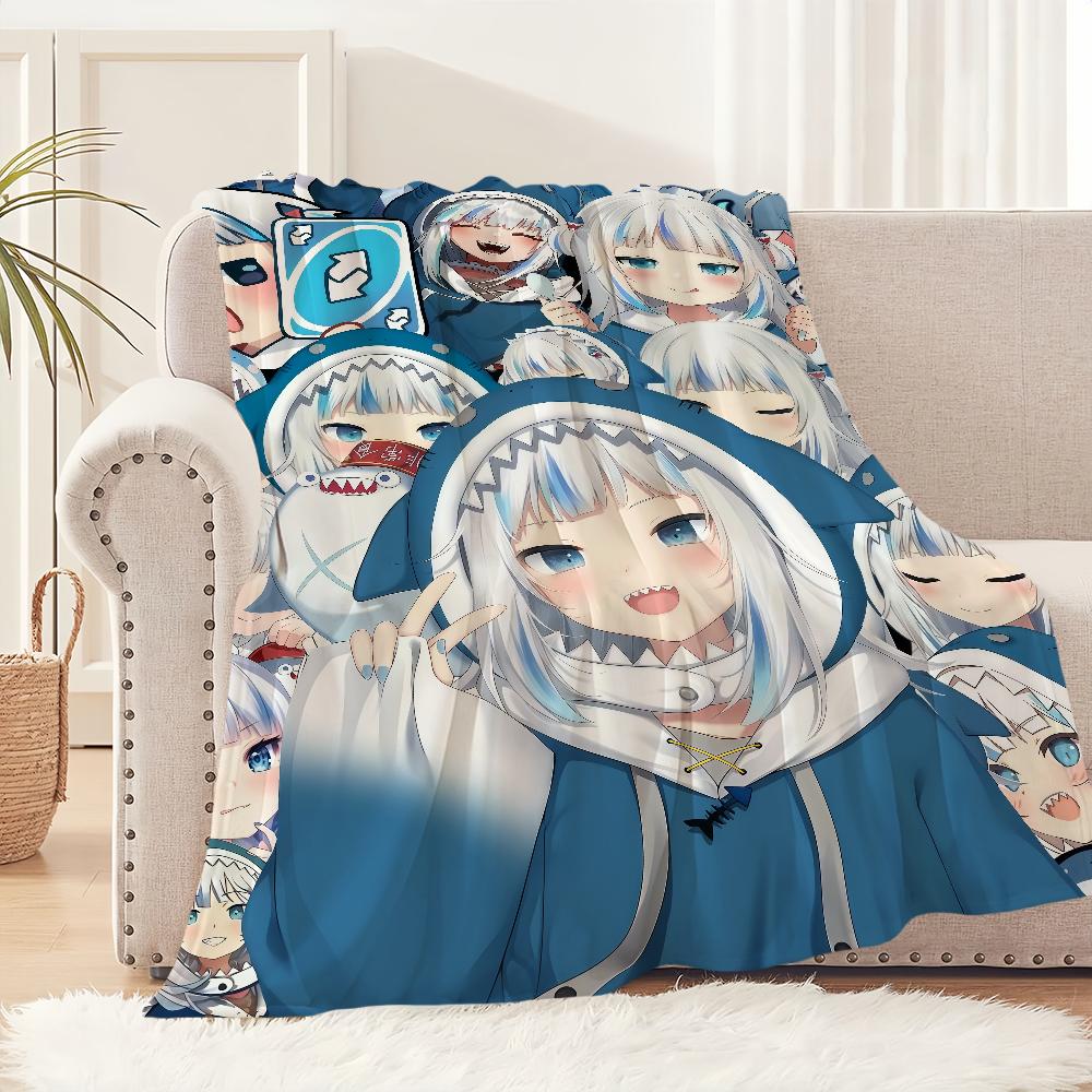 Kawaii Anime Girl Music Art G-gawr G-gura Blanket Flannel Warm Comfort Soft Plush Blanket Sofa Living Room Bedroom Travel Gift