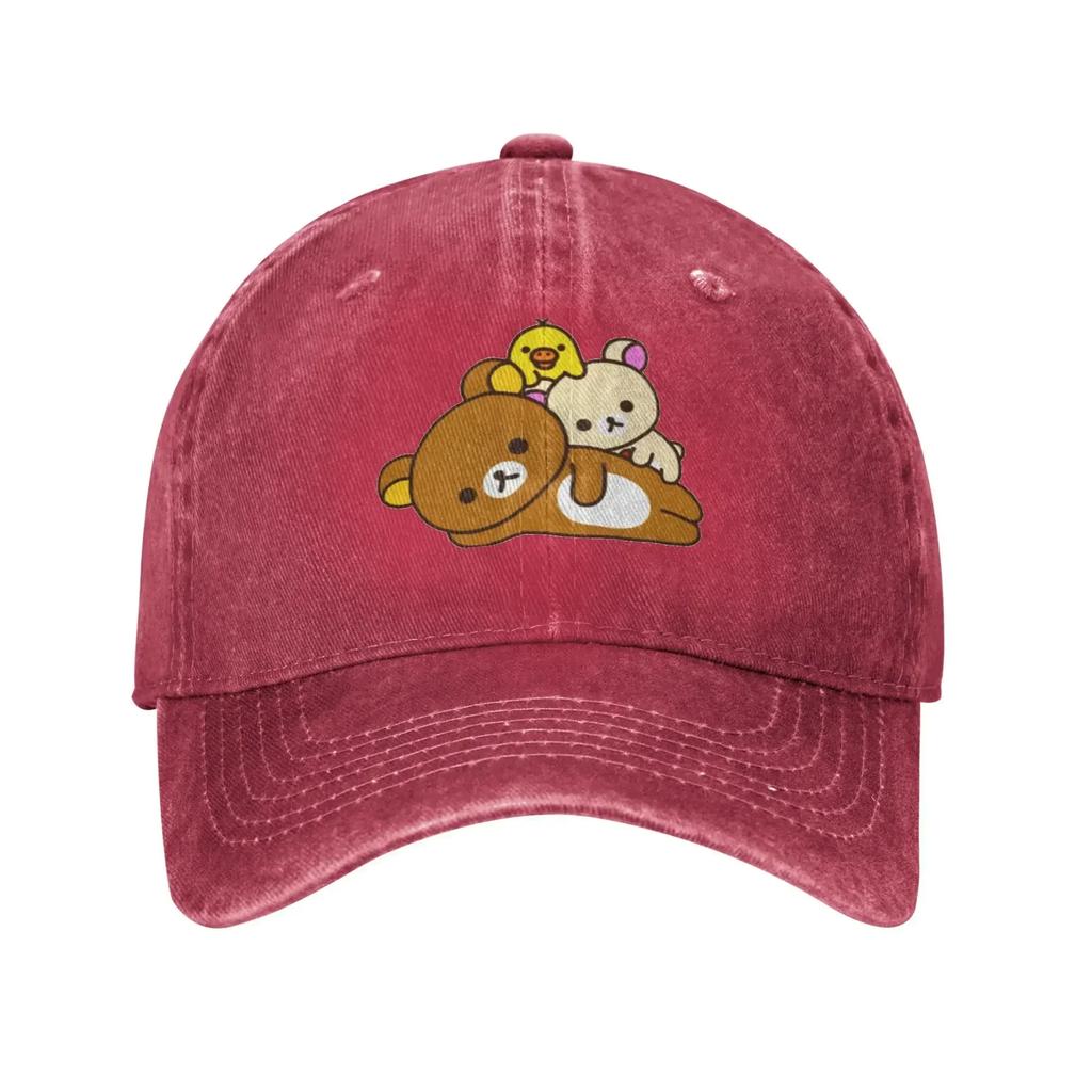 Washed Baseball Cap Rilakkuma Summer Trucker Hat For Women Unisex friends Design Print Outdoor Sport Sun Snapback Cap