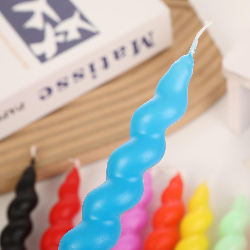Colorful Twisted Spiral Long Rod Candle Home Creative Wedding Rodless Wax Candle