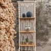 Macrame Wall Hanging Shelf Floating Shelf, Bohemian Decor, 3 Tiers Woven Shelves for Bathroom Plants