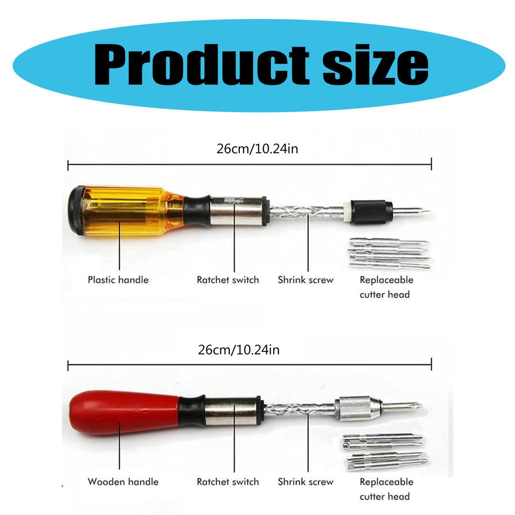 Multiple Bit Screw Driver Ratcheting Screwdriver Semi Automatic Screwdriver Push Pull Wood Handle Ratchet Screw Driver
