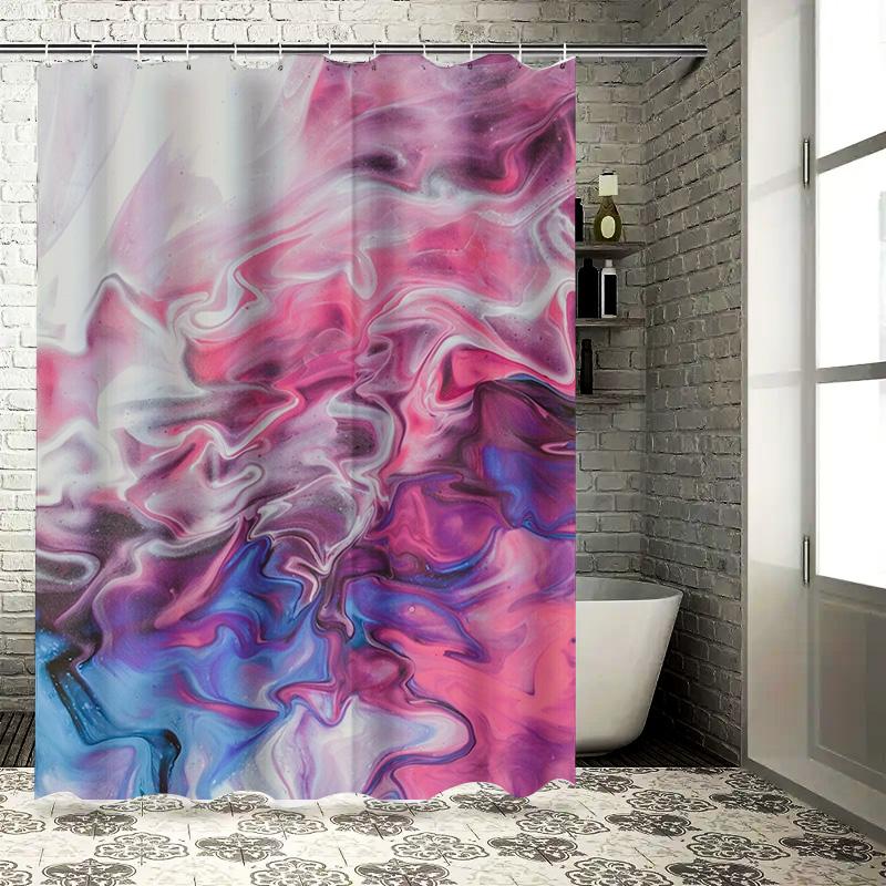

Abstract Watercolor Shower Curtain Pink Blue Marble Design For Bathroom Decor Polyester Fabric With Hooks Set (White) W60H190(CM)-1 Pcs