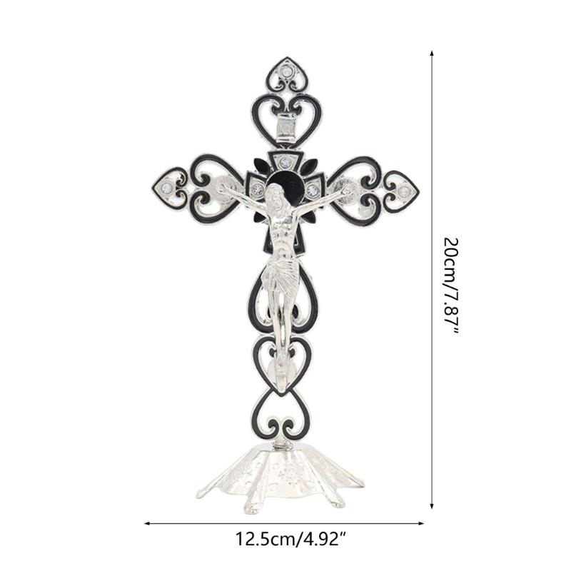 Crucifix Sculpture Cross Statue Catholic Figurine Standing Crucifix for Home Altar Living Room Table Bedroom
