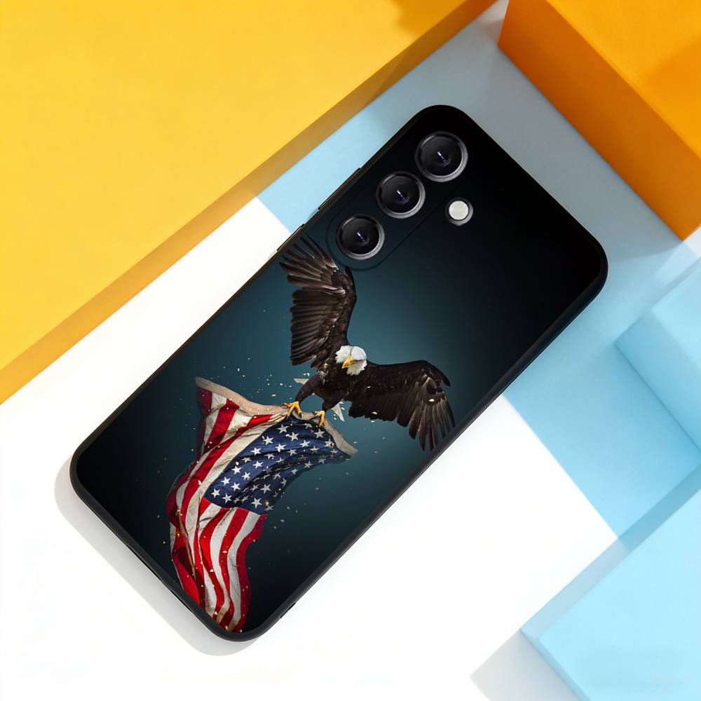 America USA Flag Cool For Samsung Galaxy A 73,72,51,53,52,71,22,5G,Note,J7,8,9 Soft Black Cover Phone Case