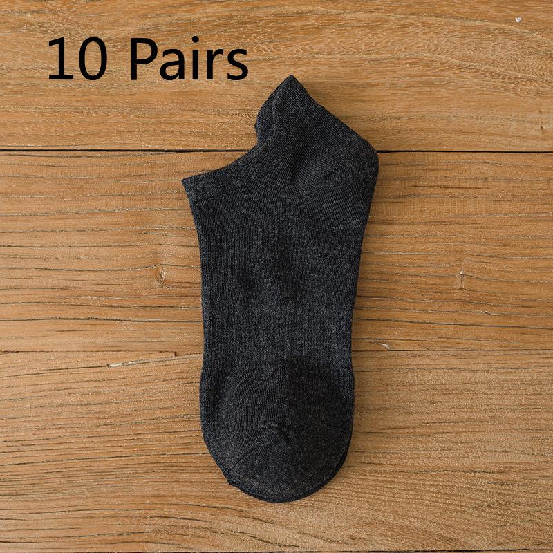 10 Pairs of Men's Short for Summer, Thin, Breathable, Moisture-wicking, Men's Low-top Solid Color Anti-odor, Shallow Opening Sweat-absorbing Socks