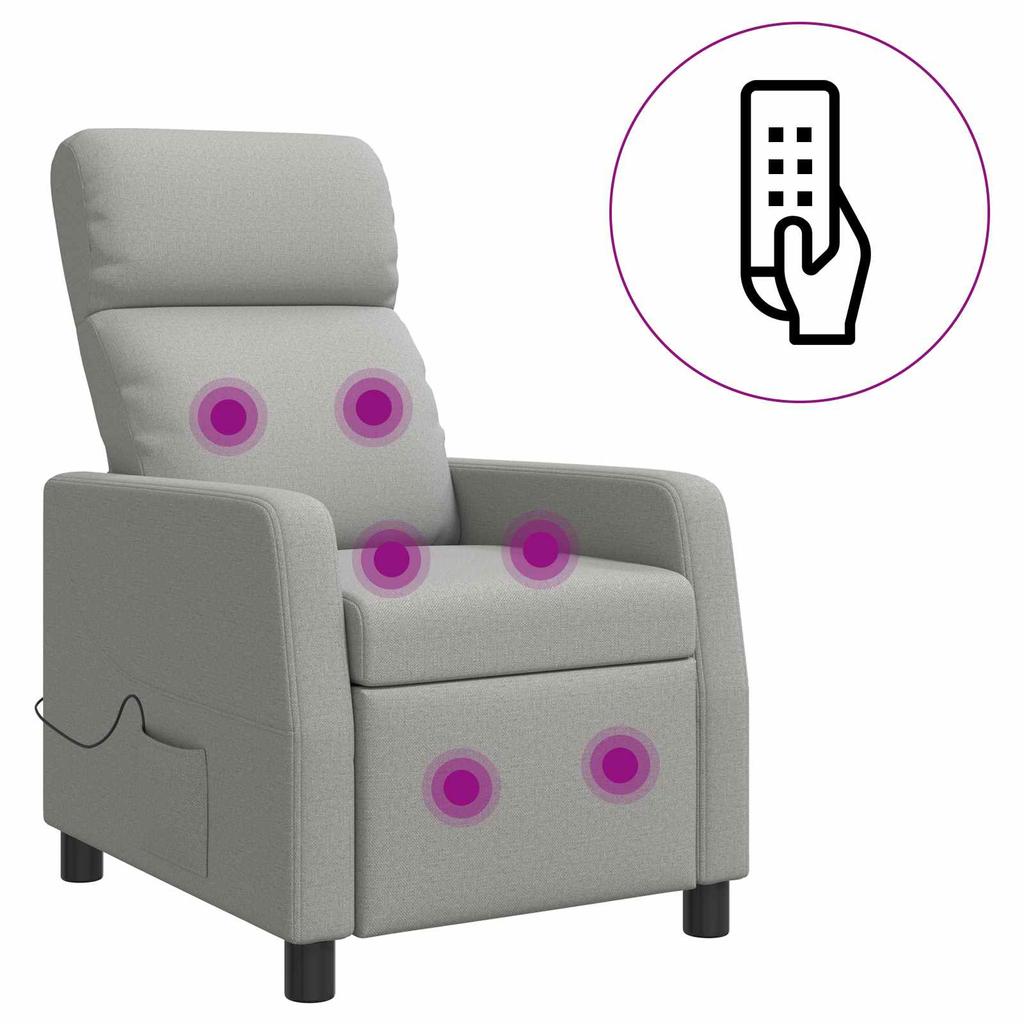 Massage Recliner Cloud Gray Fabric