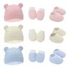 Newborn Beanie Hat Mittens Socks Set Lightweight Beanie Cotton Gloves No Scratch Mitten For Boys Girls