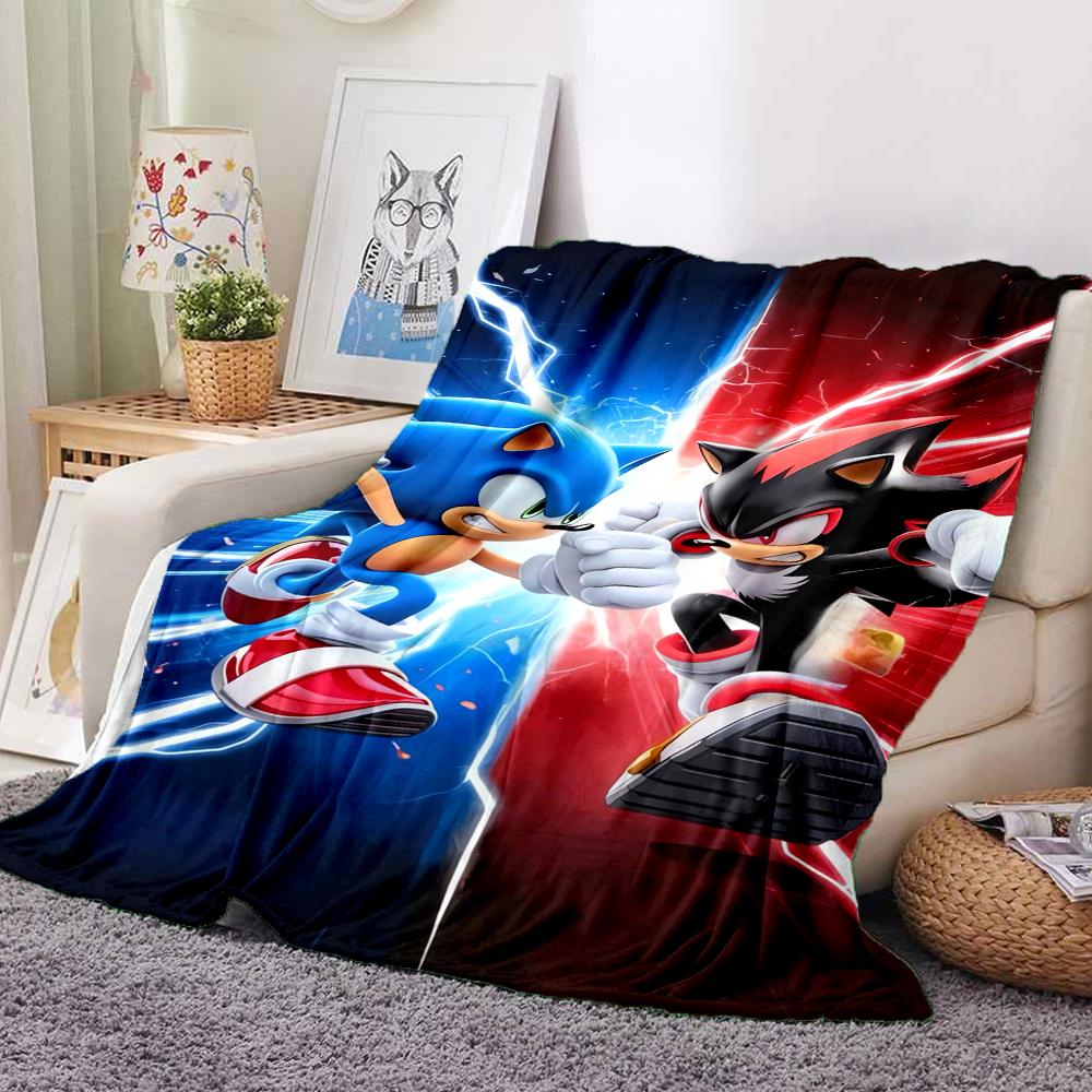 1Pc Clash Sonic Vs Shadow Blanket Soft And Comfortable Casual Warm Camping Travel Christmas Halloween Xmas Gift M924134