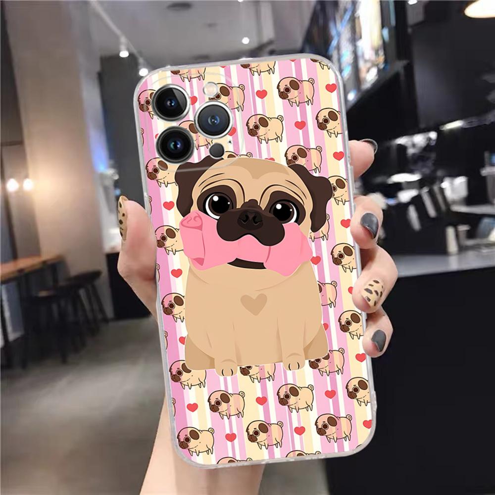 Cute Pug Dog Phone Case For iPhone 15 14 11 12 13 Mini Pro XS Max Cover 6 7 8 Plus X XR SE 2020 Funda Shell