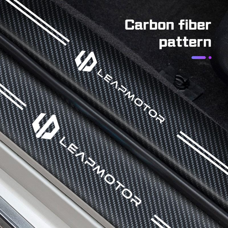 2026 For Leapmotor T03 S01 C11 C01 C10 C16 B10 All Series Car Threshold Strip Carbon Fiber Film Door Sill Stickers Accessories
