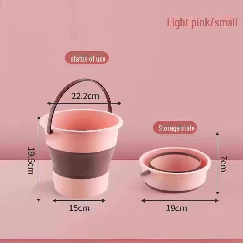 

Переносное складное ведро для ванны для ног - утолщенное, бытовое, пластиковое, для рыбалки или использования в общежитии Small size, 5L розовый