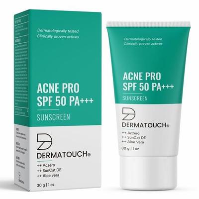 DERMATOUCH Acne Pro SPF 50 PA+++ Sunscreen | Non-acnegenic | UVA-UVB Protection | Zero White Cast | Unisex | 30gm