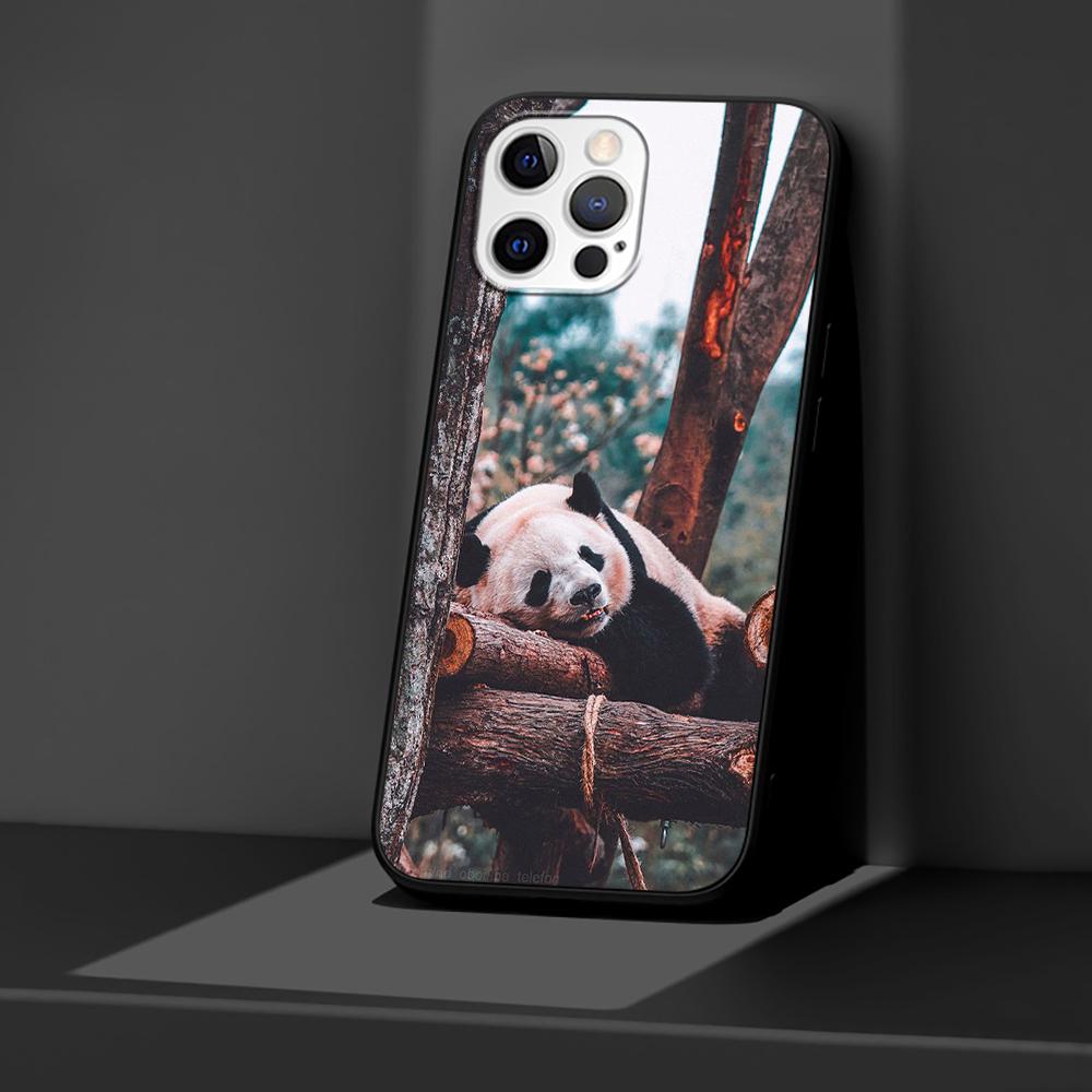 Chinesische Bär Panda Hülle für Apple iPhone 14 11 13 12 Pro Max XR 7 8 + SE 2020 XS 6 6s Plus 5 5s Schwarz Silikon Handyhülle Coque