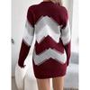 GMXIA Autumn and Winter Casual Multi-color Lantern Sleeve Sweater Dress Women's Wear Sweaters Dress