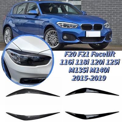2pcs ABS Gloss Evil Headlight Eyebrows Eyelid for BMW 1er F20 F21 Facelift 116i 118i 120i 125i M135i M140i 2015-