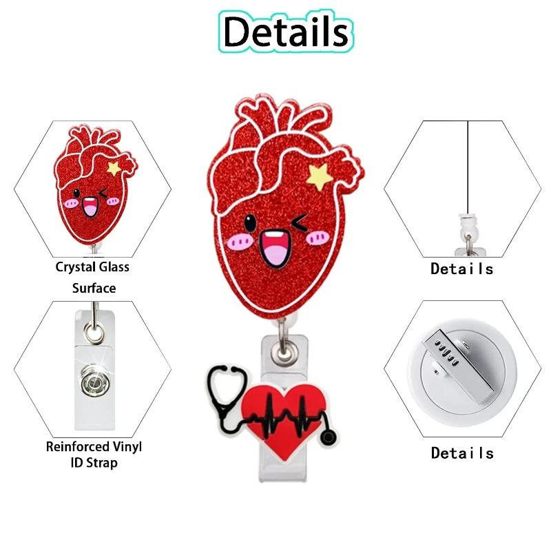 Unisex ID Name Cards Holders Retractable Badge Reel Cartoon Hospital Medical Icons Lovely Nurse Doctor Clip Brooches Keychains