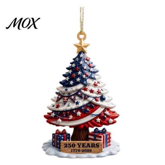 Customized Souvenirs for Friends USA 250th Anniversary Christmas Tree Pendant, Acrylic Memorial Hanging Ornament American Patriotic 1776 to