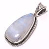 Natural Rainbow Moonstone Gemstone 925 Solid Sterling Silver Pendant 1.26" q4p15
