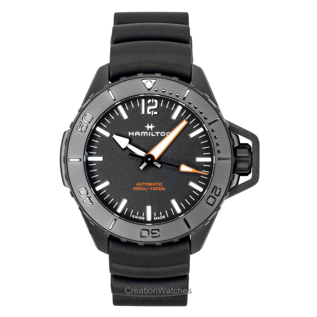 Hamilton Khaki Frogman Rubber Strap Black Dial Automatic Diver's H77855330 300M Men's Watch