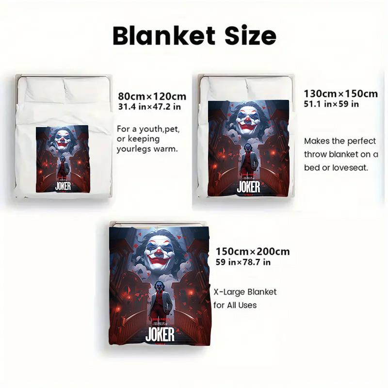Joker Fun Art Printed Blanket Lightweight Soft Warm for Bedroom Sofa Teens Room Creative Home Decor