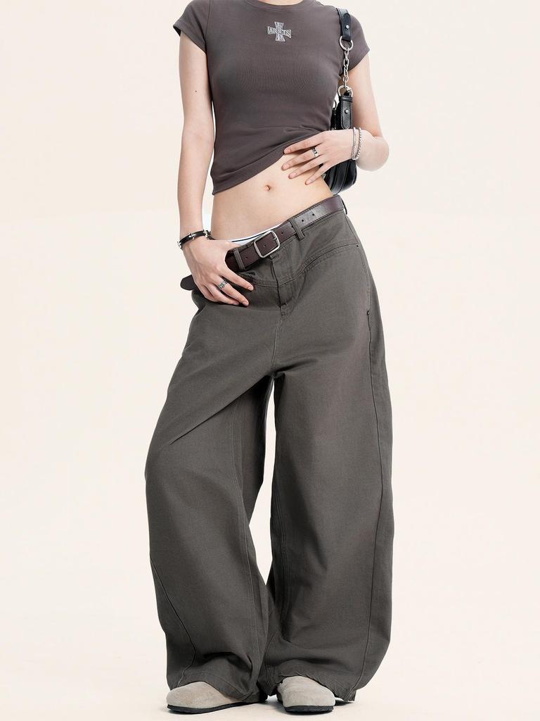 Yongfang Unisex Retro Kaffee Arbeitshose: Locker, Trendig, Große Taschen, Gerades Bein