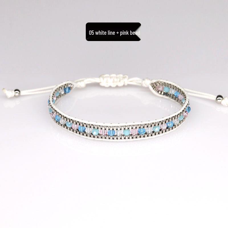 Bohemian Handmade Woven Crystal Beaded Friendship Bracelet for Women
