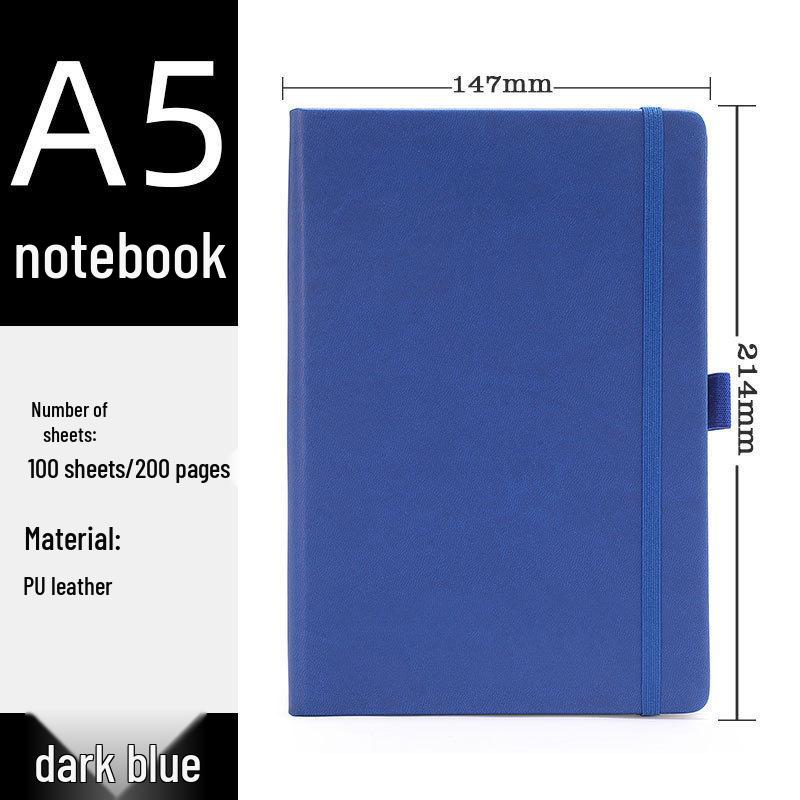 A5 Leather PU Business Journal with Elastic Band - Customizable Logo