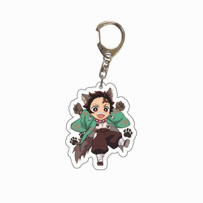 Demon Slayer Anime Acrylic Transparent Keychain Cute Accessories Food Theme Pendant Charm Decor Gift Fans Collection for Carry Mini Lightweight