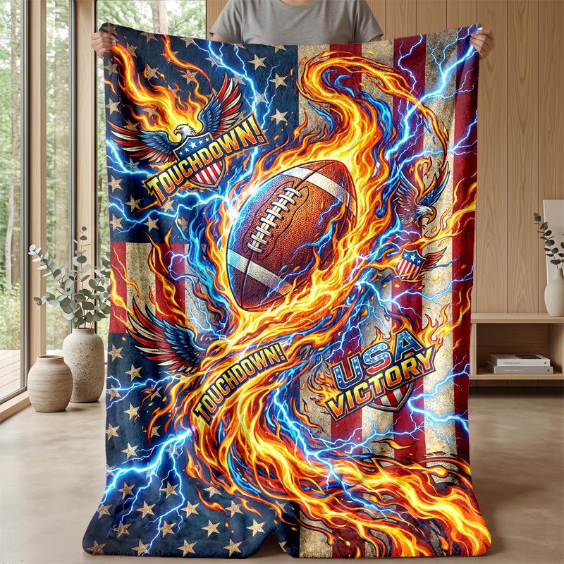 Stars and Football Magic Theme blanket Lightweight Warm Flannel Blanket Decorative Throw Blanket for Home Decoration