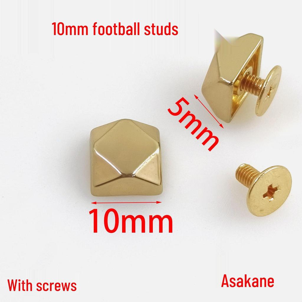 10MM Octagonal Football Studs: Polygonal Decorative Rivets & Bottom Protective Feet for Bags