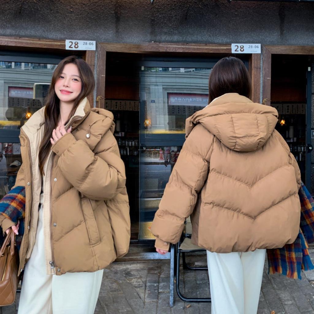 New Winter Women's Hooded Padded Coat, Loose Thickened Puffer Jacket, Fashion Niche Design Oversized Bread Coat For Women