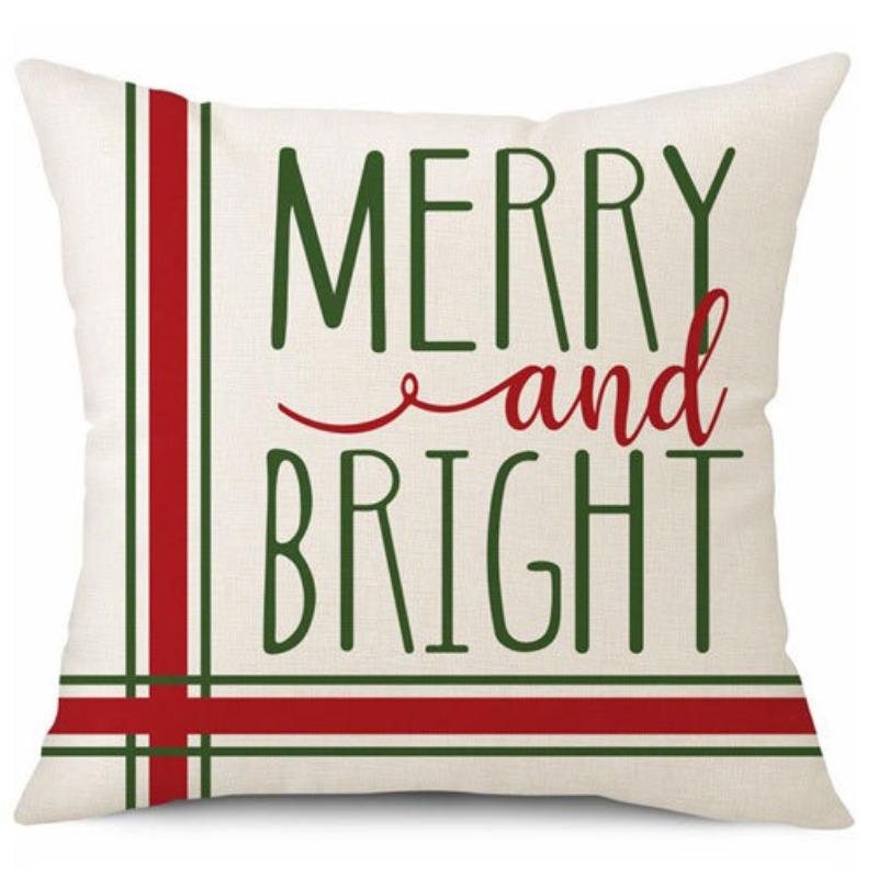 Green-haired Monster Pillow Cover Linen Christmas Pillow Cover Living Room Sofa Lumbar Cushion Cover