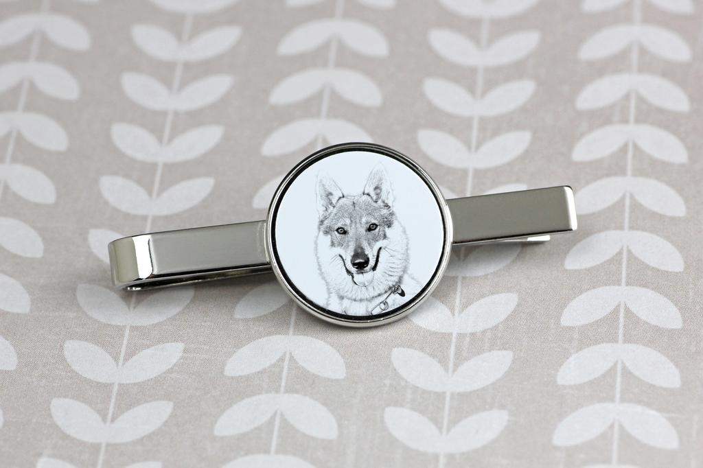 Czechoslovakian Wolfdog, Czechoslovak Vlcak - tie clip with a dog, personalized tie clip, a unique gift for a man from the Art-Dog brand