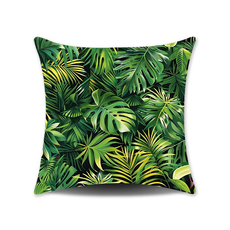 Green Leaves Plush Cushion Cover for Sofa or Bedroom