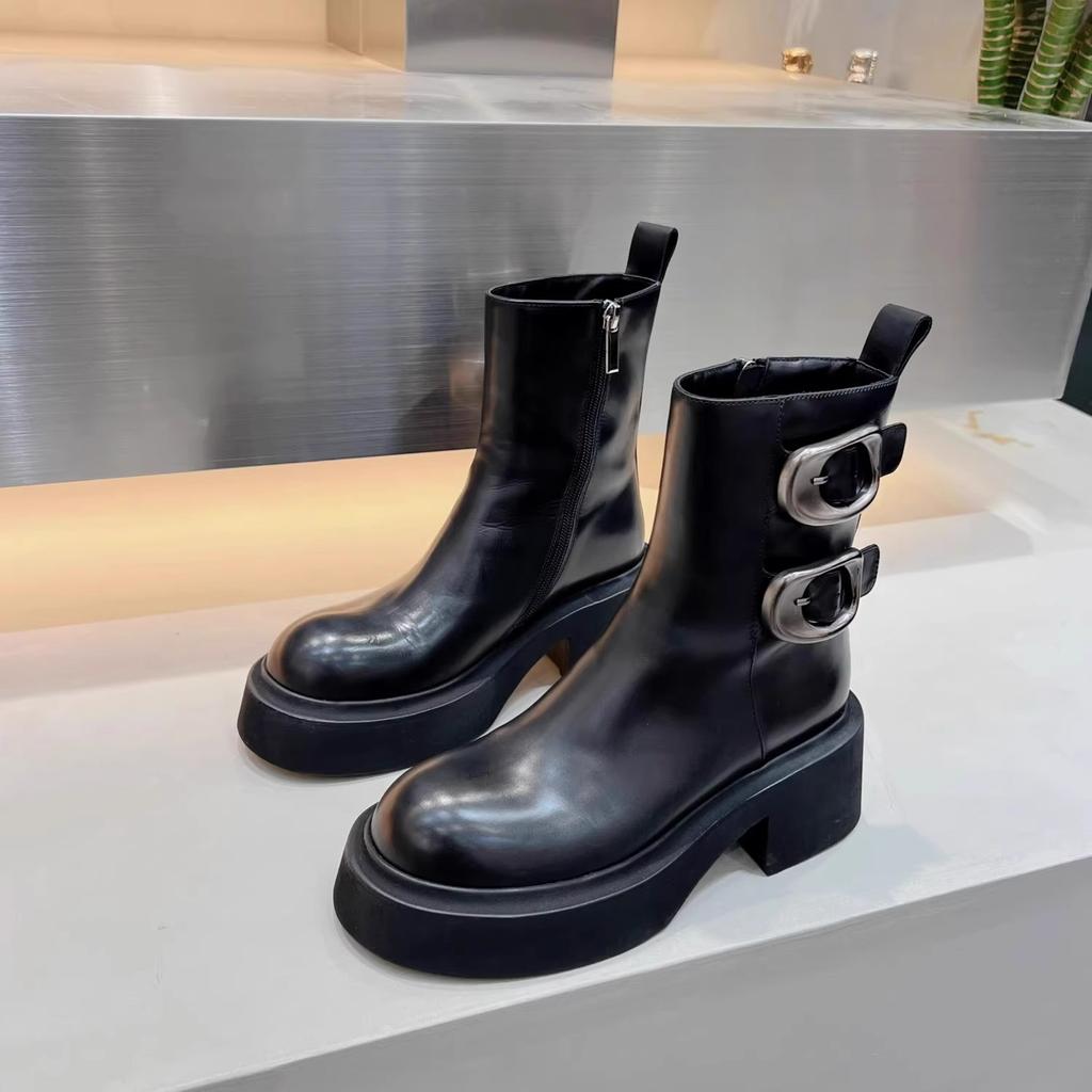 Fashion NEW Women Ankle Boots Fashion Eelgant Side Zippers Shoes Vintage Square Heels Autumn Winter Ladies Chelsea Booties