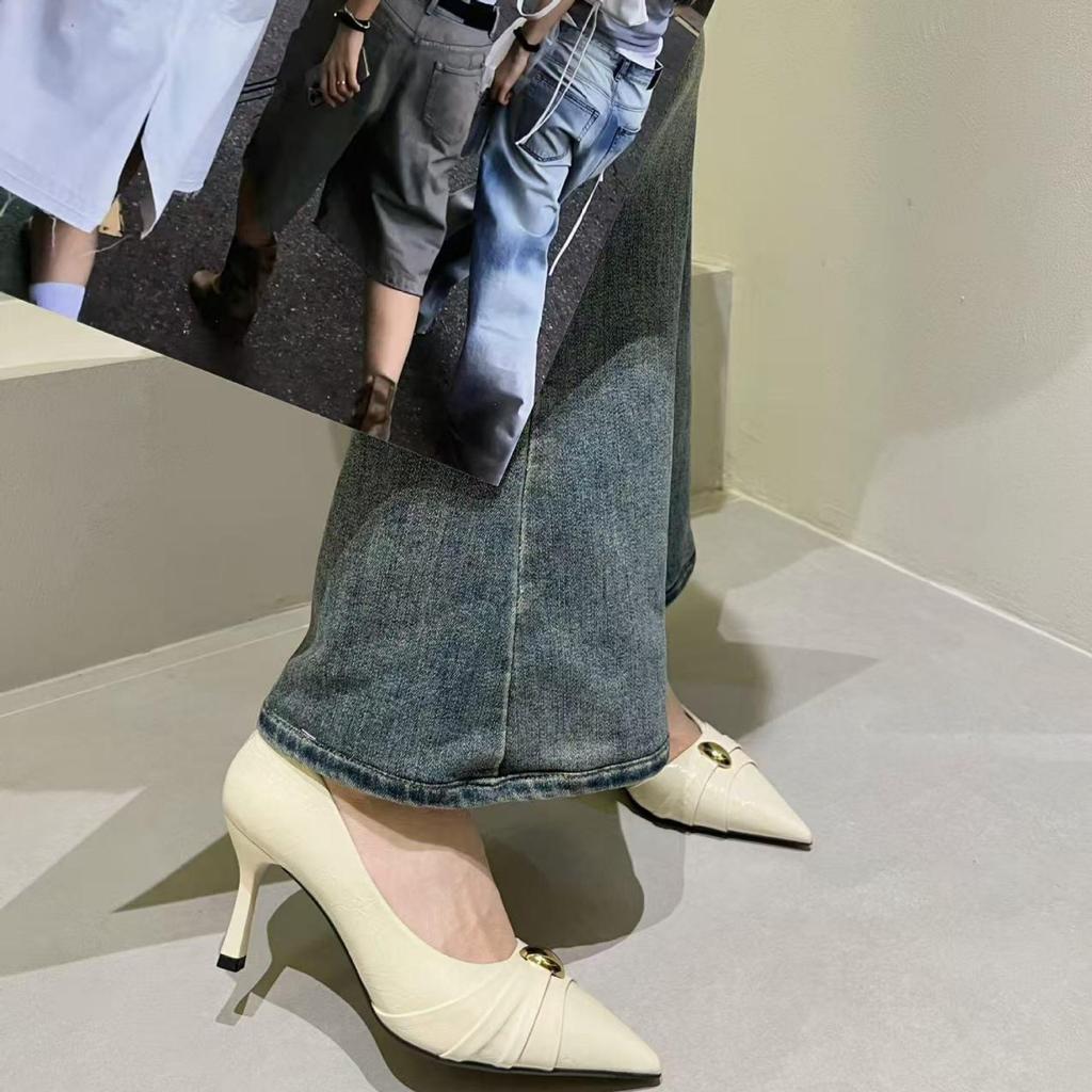 Women's Black Stiletto Heels with Metal Buckle - Autumn 2025 Collection