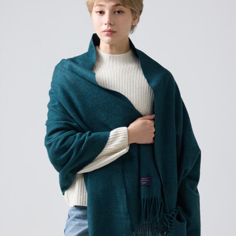 ABRAHAM MOON Merino Wool Shawl 70cm - Teal