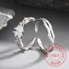 925 Sterling Silver Crystal Sweet Flower Couple Finger Rings for Woman Wedding Engagement Party Gift Charm Jewelry