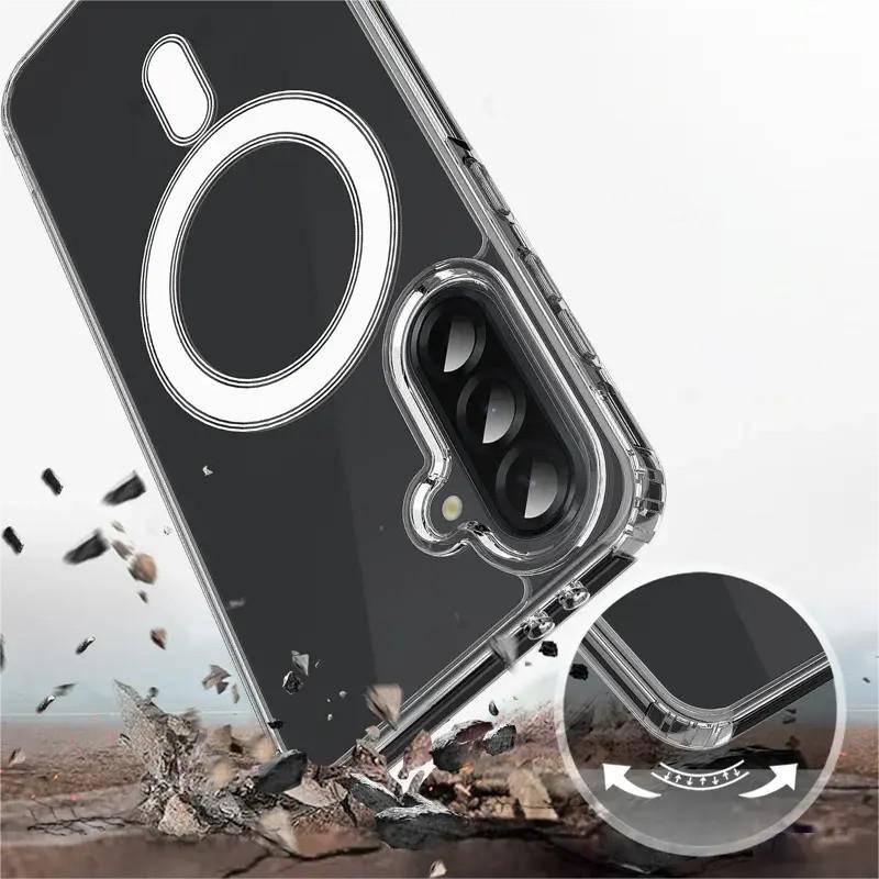 For Samsung Galaxy A54 5G Clear Case WANLONFENG LM1 Series Compatible with MagSafe with 2Pcs Screen Films (Big Lens Hole)
