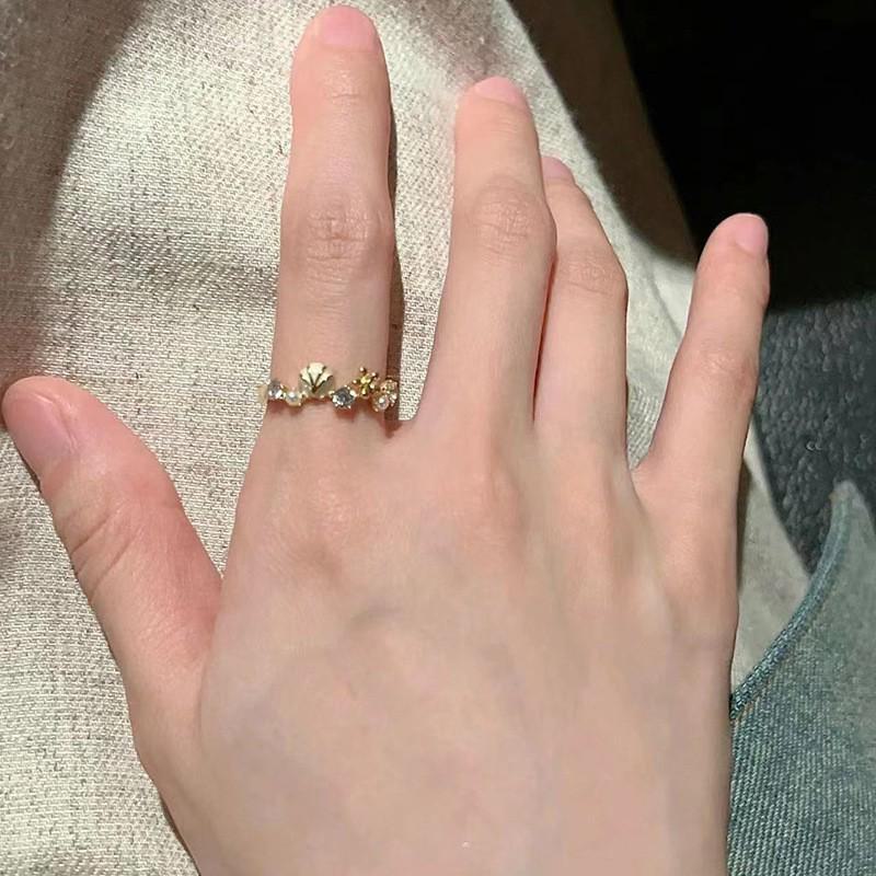 2025 Unique Blue Mother-of-Pearl Enamel Oil Drop Ring - Elegant Luxury for Girls