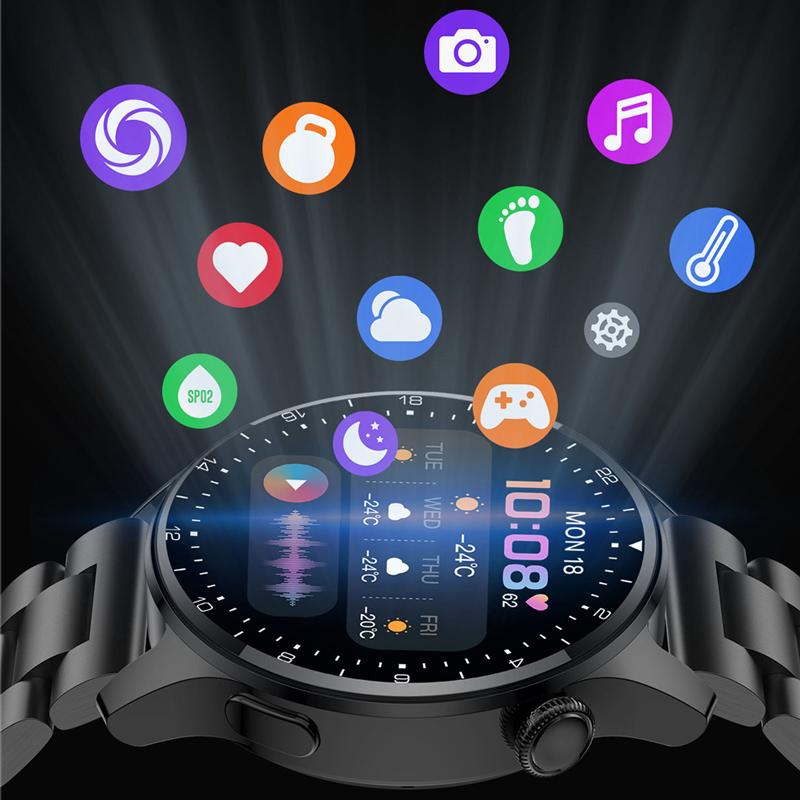 Männer Smart Watch Stahl Luxus wasserdicht Sport Fitness Herzfrequenz Bluetooth Anruf Smartwatch für Android IOS + Box