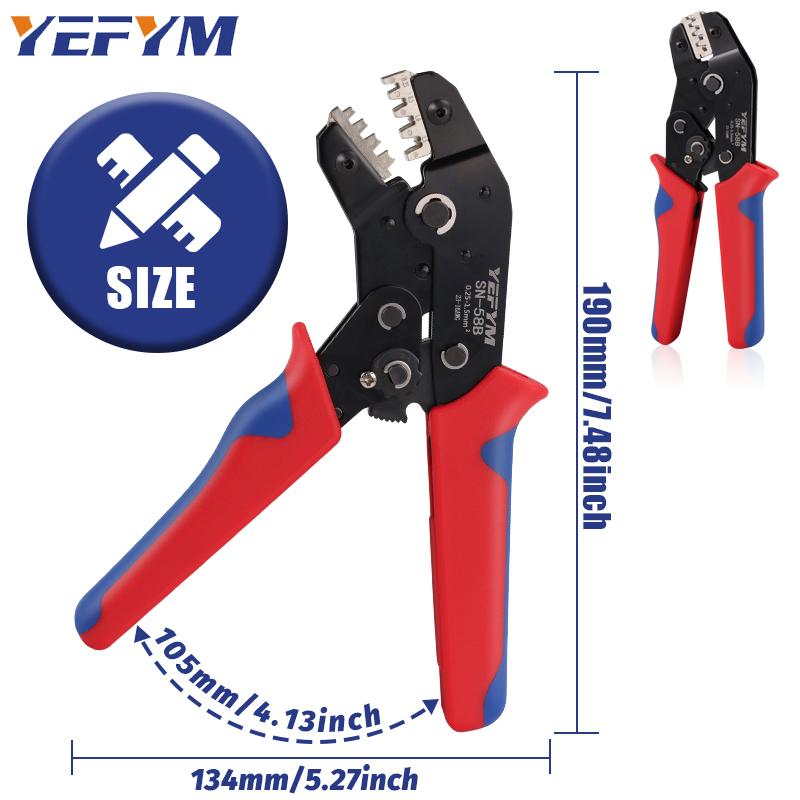 Non-insulated 23-16 AWG Open Barrel Crimping Tool 0.25-1.5mm², Ratcheting Crimper for Dupont Molex JST TE Terminals & EPC PCIE SATA Pins - SN-58B