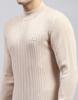 MONTE CARLO Mens Solid Beige High Neck Full Sleeve Pullover