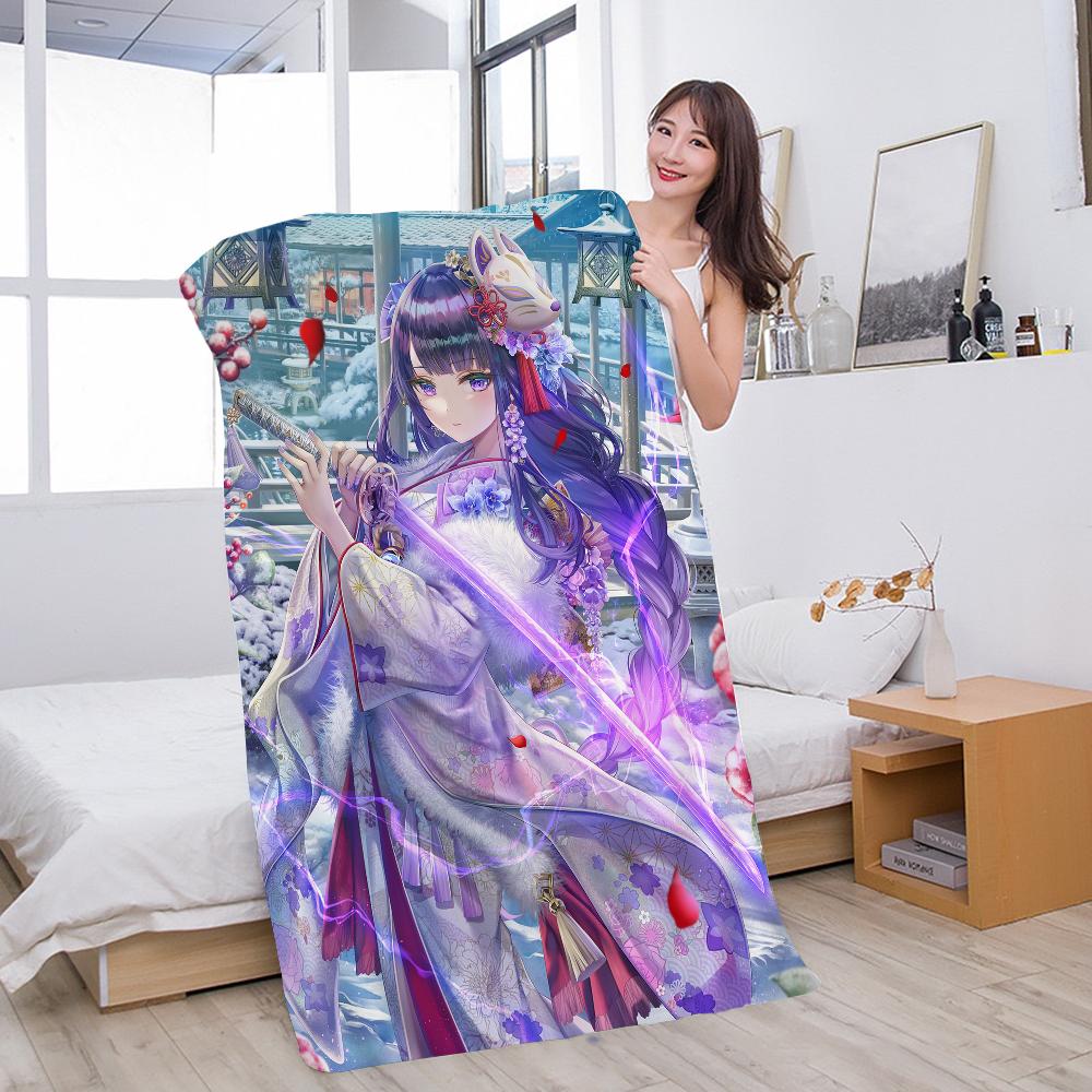 Raiden Shogun Genshin Impact Beach Towels Shower Towel Sauna Travel Spa Microfiber Quick Dry Gym Accessories Cute Room Decor