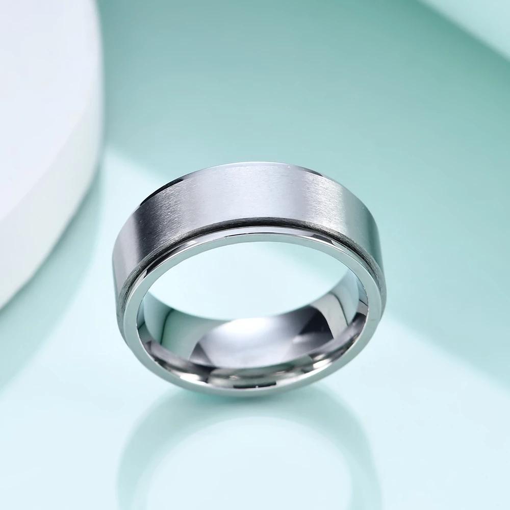 8mm Spinner Ring für Männer Stress Release Bague Acier Inoxydable Edelstahl Ehering Casual Sport Schmuck Anel Masculino