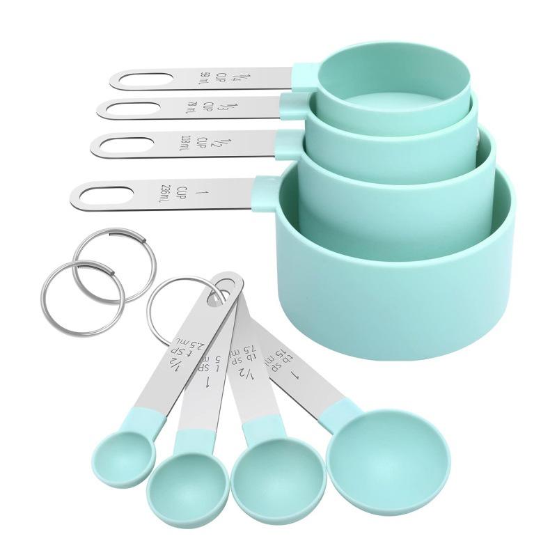 10-Piece Stainless Steel & Plastic Measuring Cups and Spoons Set - Essential Baking Utensils for Cake and Bread