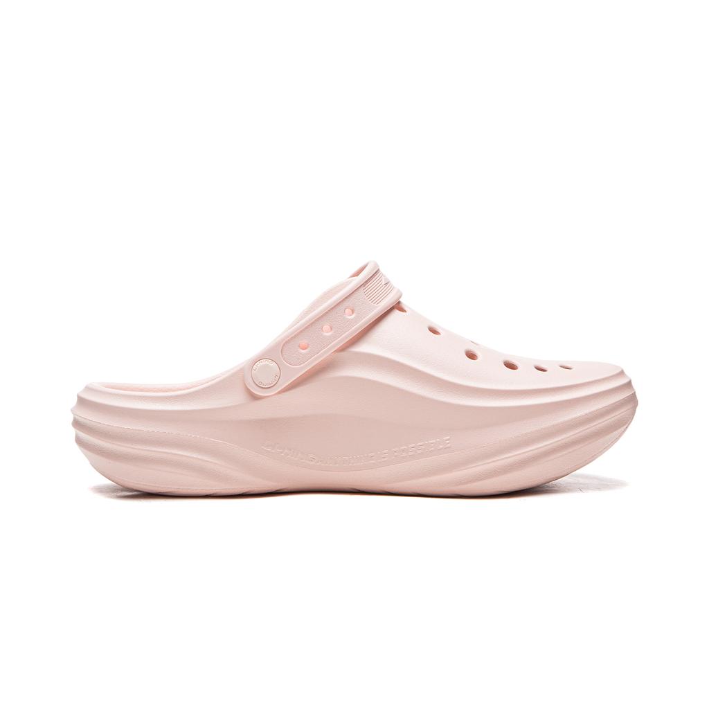 Li Ning Soda Simple Versatile Comfortable Breathable Shock Absorption Rebound Soft Lightweight Hole Shoes Unisex Shoes Peach-Blossom-Pink AGUW005-25